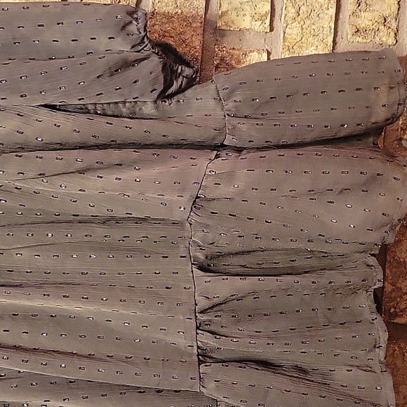 Old Navy Waist Defined Shine Mini Brown Shine Dress Size Medium Petite - Picture 10 of 11